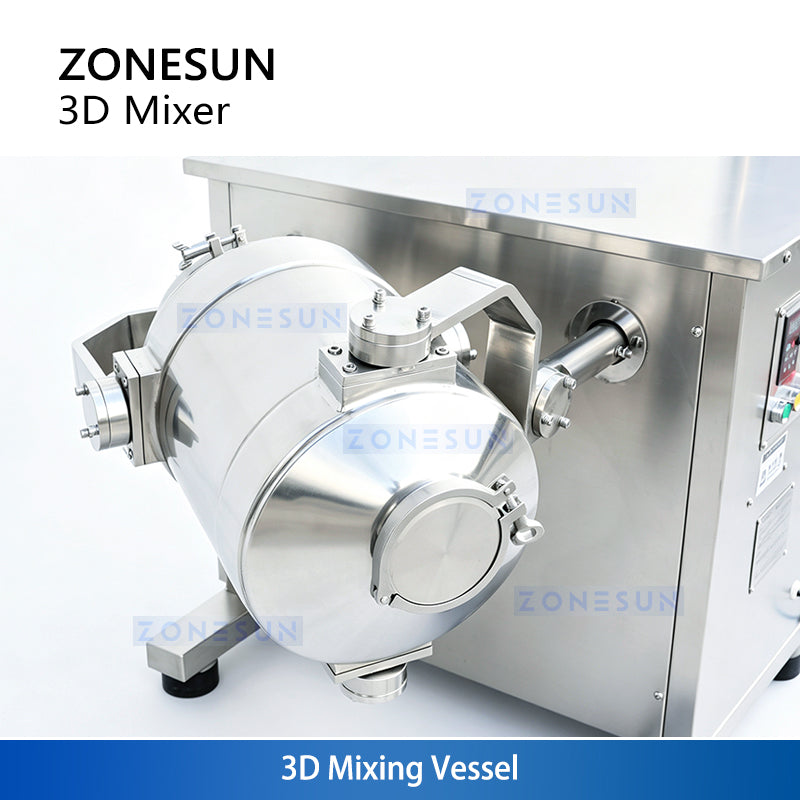 ZONESUN ZS-SBH10 3D Dry Powder Mixer for Food & Chemical Use