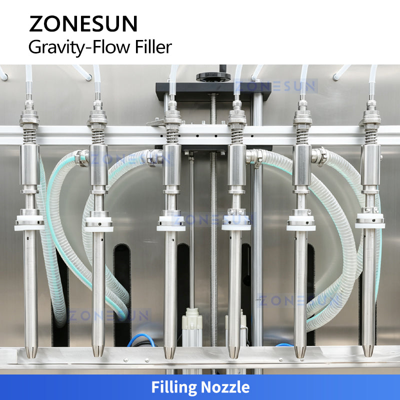 ZONESUN ZS-VTGZ100E Automatic Gravity Liquid Bottle Filling Machine with Diving Heads