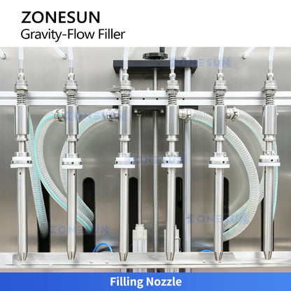 ZONESUN ZS-VTGZ100E Automatic Gravity Liquid Bottle Filling Machine with Diving Heads