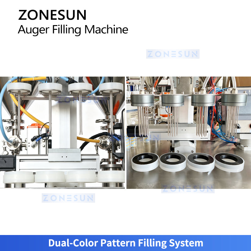 ZONESUN ZS-MCS4 Dual-Color Spiral Pattern Piston Filling Machine For Face Cream, Body Lotion