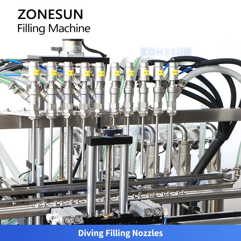 ZONESUN ZS-SV10HS Automatic 10-Head Servo Piston Filler for Viscous and Foamy Liquids