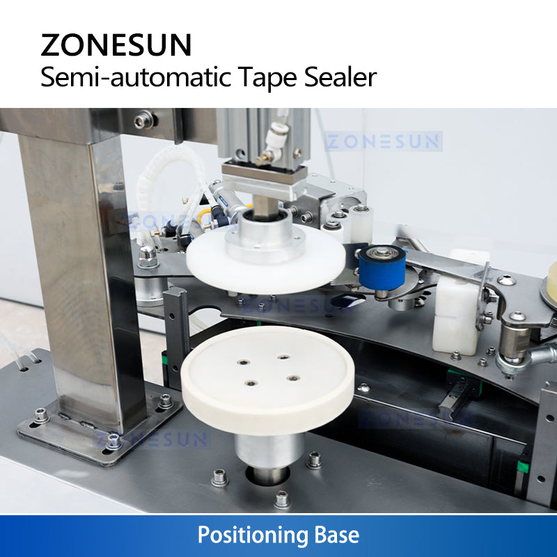 ZONESUN ZS-FH020 Semi-automatic Rotary Case Tape Sealing Machine for Biscuit Tins, Candy Containers
