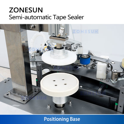 ZONESUN ZS-FH020 Semi-automatic Rotary Case Tape Sealing Machine for Biscuit Tins, Candy Containers