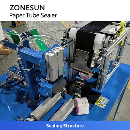 ZONESUN ZS-ZGJB20 Automatic Paper Tube Top Film and Tape Sealing Machine for Packaging Lines