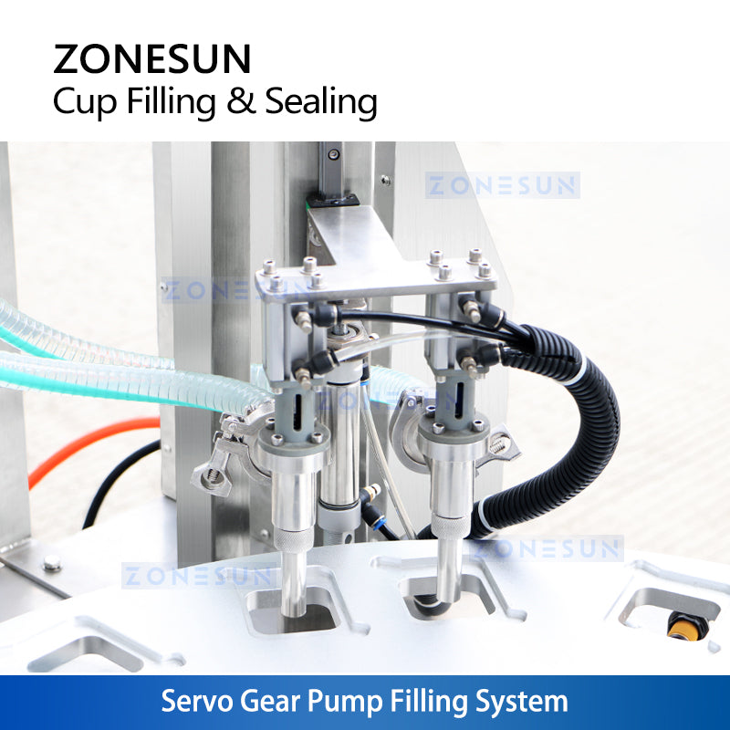 ZONESUN ZS-AFS07R Automatic Servo Gear Pump Rotary Cup Filling and Sealing Machine
