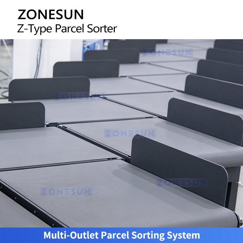 Automatic Z-Belt Parcel Sorting Conveyor with Barcode Scanning and Dynamic Weighing