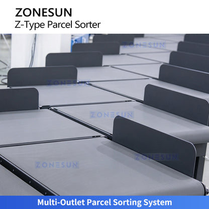 Automatic Z-Belt Parcel Sorting Conveyor with Barcode Scanning and Dynamic Weighing