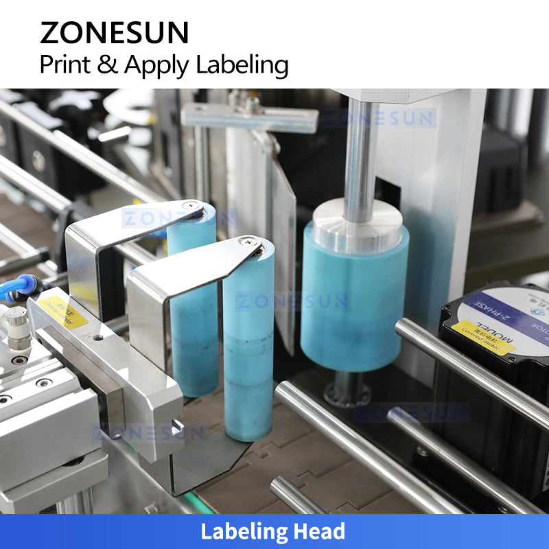Variable Data: ZONESUN ZS-TB164PO Real-Time Print & Apply Labeling Machine for Round Bottles