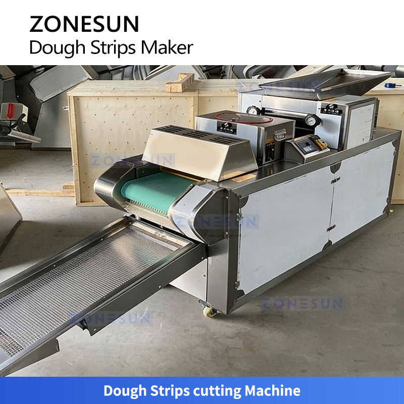 ZONESUN ZS-DSPL1 Fully Automatic Chin Chin & Dough Strip Production Line Mixing, Frying & Seasoning