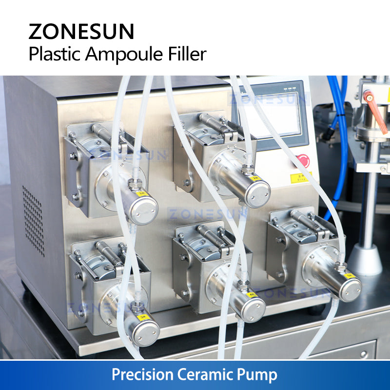 ZONESUN ZS-FS50U 4 Heads Ceramic Pump Sofu Tube Liquid Filling Sealing Machine