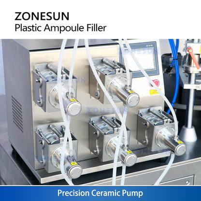 ZONESUN ZS-FS50U 4 Heads Ceramic Pump Sofu Tube Liquid Filling Sealing Machine