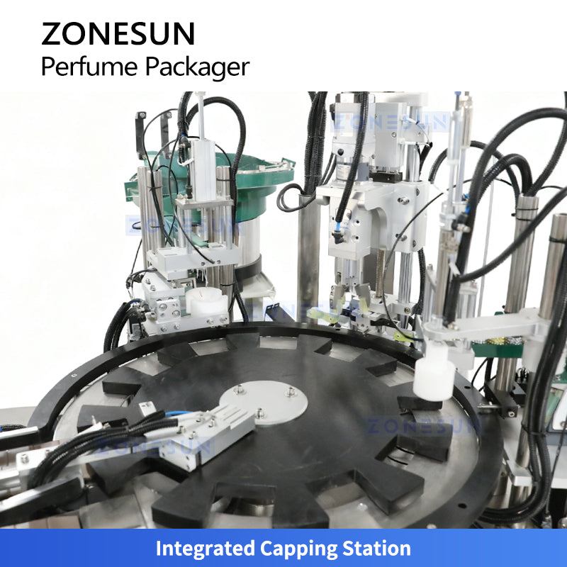 ZONESUN ZS-AFC9C Fully Automatic Perfume Filling, Pump Head Placing, and Capping Production Line