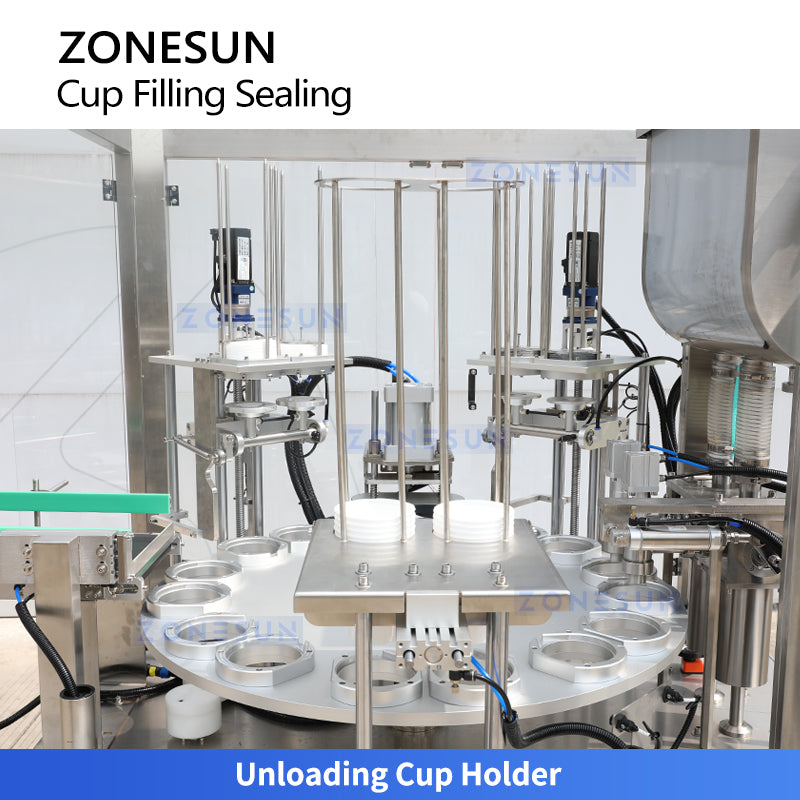 Full Automation: ZONESUN ZS-AFS02R Rotary Yogurt & Sauce Cup Filling, Sealing & Capping Machine