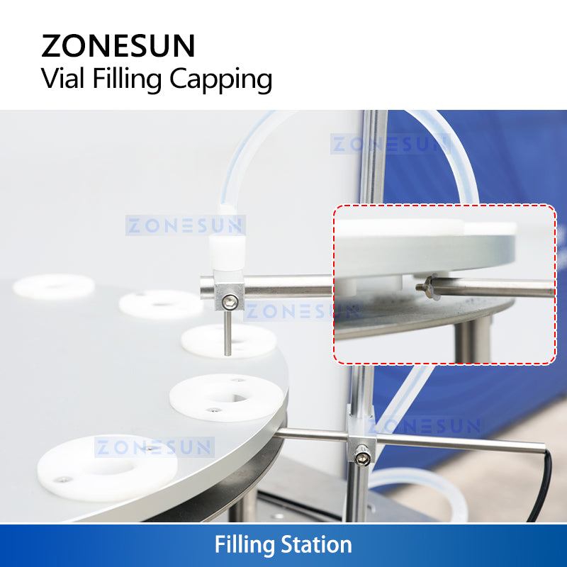 ZONESUN ZS-AFC1CB: Automatic Desktop Vial Filling & Capping Machine for Cosmetic & Pharma Use