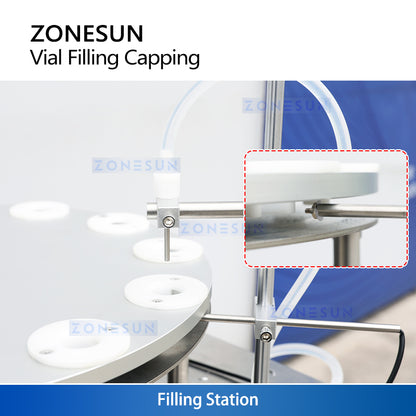 ZONESUN ZS-AFC1CB: Automatic Desktop Vial Filling & Capping Machine for Cosmetic & Pharma Use