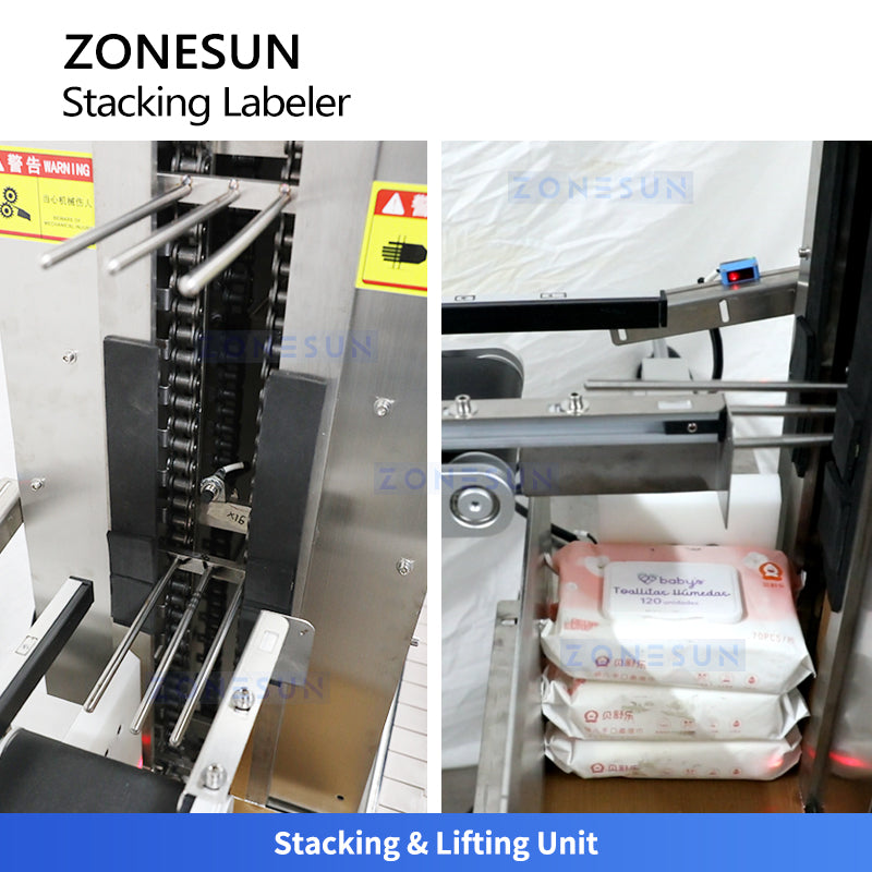ZONESUN ZS-TB60S Dual-Side Labeling Machine for Wet Wipes, Food Pouches & Cosmetic Sachets