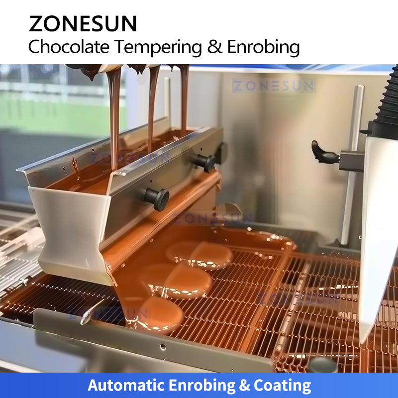 ZONESUN ZS-CG30 Automatic Chocolate Tempering and Enrobing Machine for Coating Products