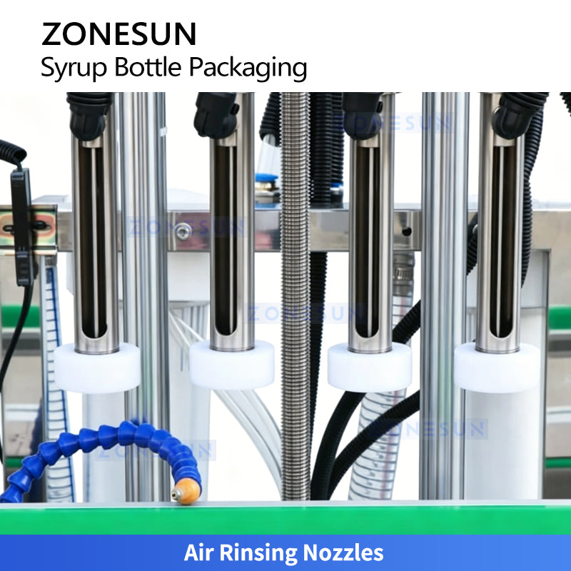 ZONESUN ZS-FAL180V10 Automatic Liquid Syrup Bottle Filling & Dual Capping Machine Line