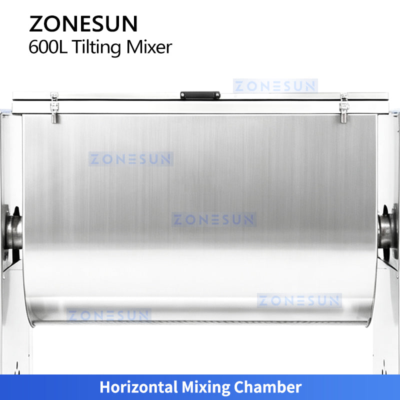 ZONESUN ZS-BM600L Horizontal Tilting Ribbon Mixer Machine Powder Blender Equipment for Food Pharmaceutical Chemical Cosmetic Material Mixing