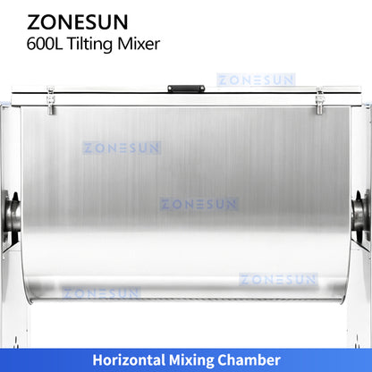 ZONESUN ZS-BM600L Horizontal Tilting Ribbon Mixer Machine Powder Blender Equipment for Food Pharmaceutical Chemical Cosmetic Material Mixing