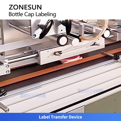 ZONESUN ZS-TB180D Automatic Labeling Machine for Concave Bottle Caps in Food & Beverage