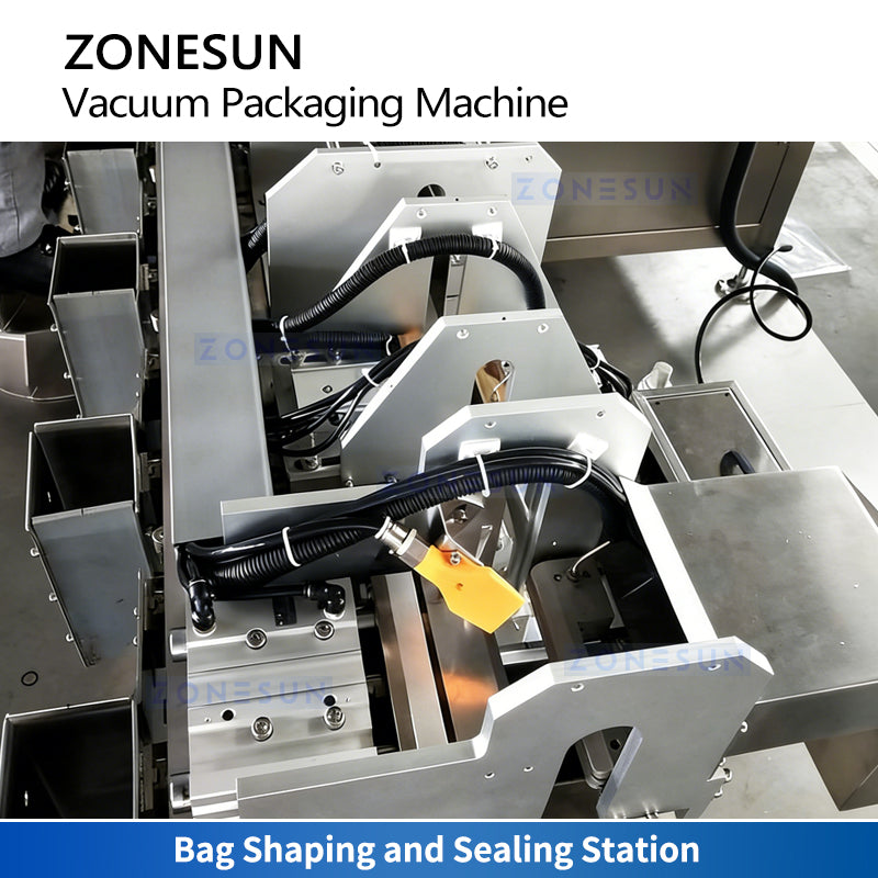 Professional Packaging: ZONESUN ZS-VCM1000 Full Auto Brick Bag Vacuum Packing & Top Labeling Machine