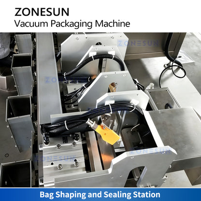 Professional Packaging: ZONESUN ZS-VCM1000 Full Auto Brick Bag Vacuum Packing & Top Labeling Machine