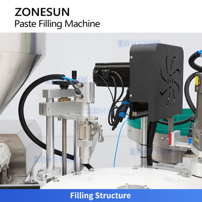 High Precision:ZONESUN ZS-AFC19B Rotor Pump Paste Filling and Capping Machine for Cosmetic Cream&Gel