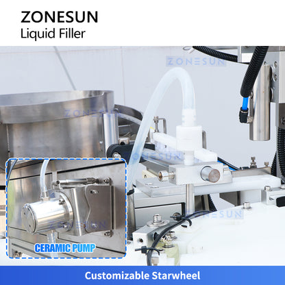 ZONESUN ZS-AFC7-1 Monoblock Desktop Compact  Automatic Eye Drop Bottle Filling Capping Machine Ceramic Pump Liquid Filler for Small Bottles