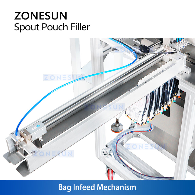 High-Speed Packaging: ZONESUN ZS-ASPM4 Automatic 4-Head Spout Pouch Liquid Filling & Capping Machine