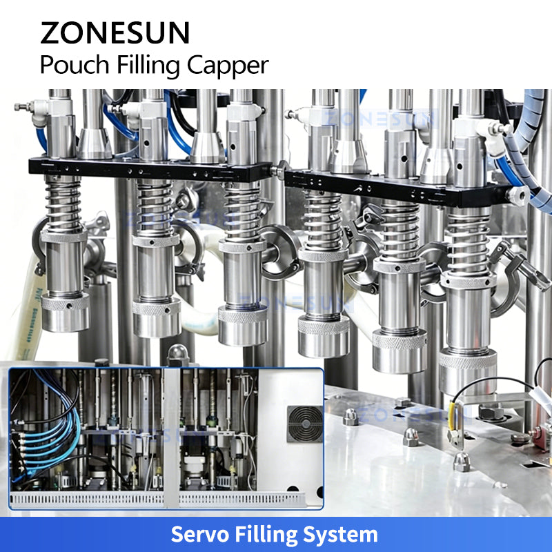 High Speed 120bpm: ZONESUN ZS-AFC12M Automatic Spout Pouch Filling Capping Machine for Juice & Sauce