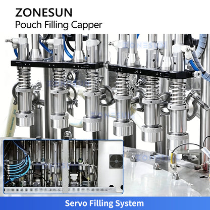High Speed 120bpm: ZONESUN ZS-AFC12M Automatic Spout Pouch Filling Capping Machine for Juice & Sauce