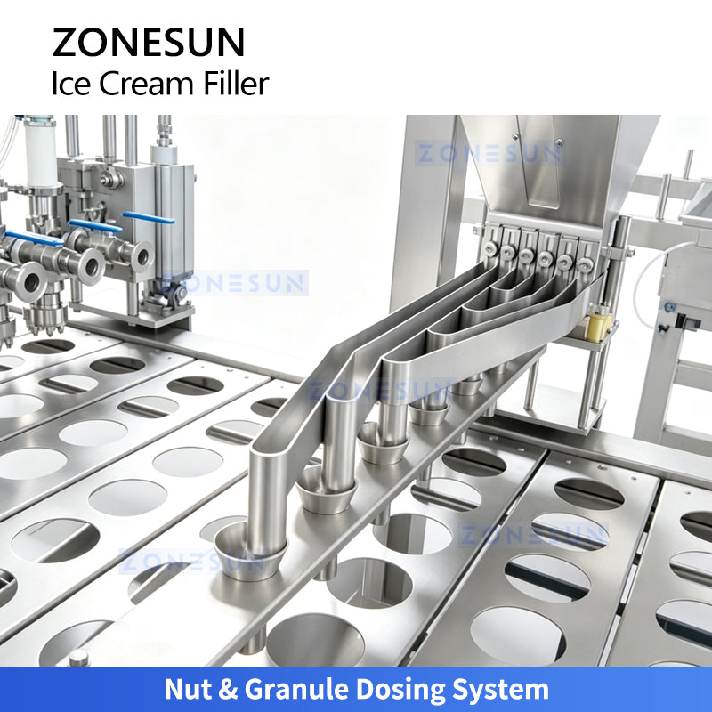 ZONESUN ZS-FS80 Automatic 8-Lane Ice Cream Filling and Sealing Machine for Cups & Cones