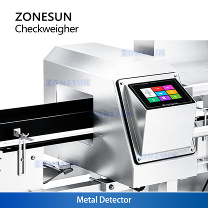 ZONESUN ZS-MD910K Automatic LCD Metal Detector Checkweigher Machine with Reject System