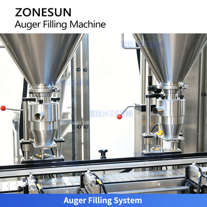 Double Speed:ZONESUN ZS-FM5D Automatic Dual Head Auger Protein & Spice Powder Bottle Filling Machine