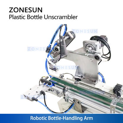 ZONESUN ZS-LP250S: Robotic Plastic Bottle Unscrambler for Irregular, Square & Flat Bottles