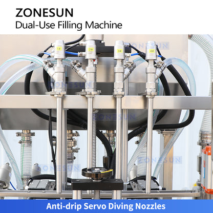 ZONESUN ZS-SVGT4D Automatic Servo Peristaltic & Piston Pump Liquid Cream Filling Machine