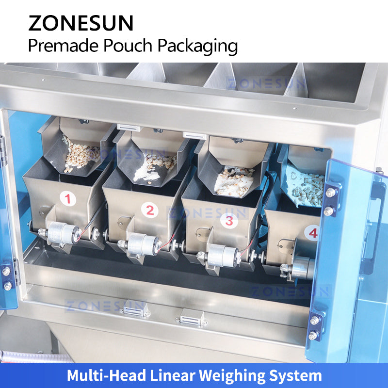 ZONESUN ZS-AFS04W Automatic 4-Head Linear Weigher Premade Pouch Filling and Sealing Machine