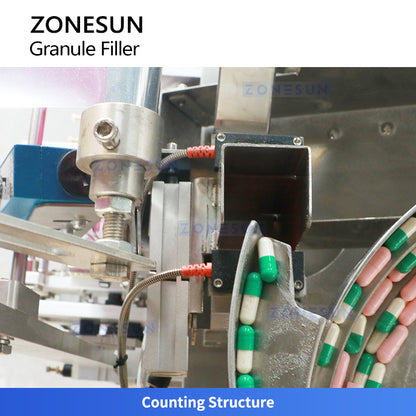 ZONESUN ZS-FSCS01 Granule Packing Machine with Automatic Counting Bag Forming Filling Sealing and Cutting for Capsules Candies and Nuts