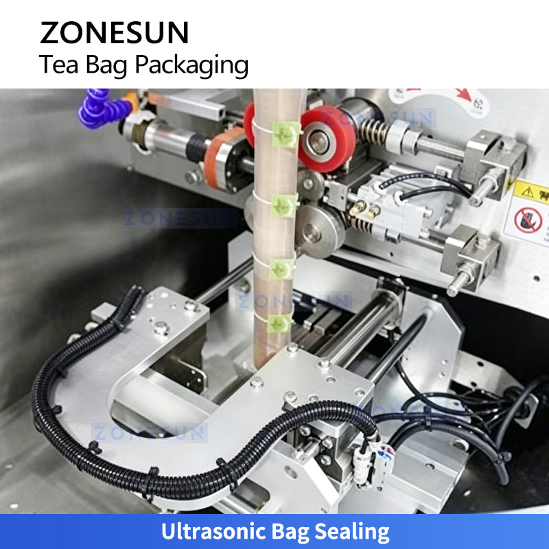 ZONESUN ZS-FS80 Automatic Pyramid Tea Bag Inner; Outer Packaging Machine for Loose Leaf Tea, Herbal Tea