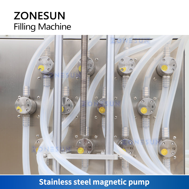 ZONESUN ZS-MPYT12P Tabletop Filling Machine with 12 Magnetic Pumps for Efficient Liquid Bottling