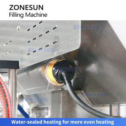 Smooth Flow: ZONESUN ZS-YT4T-4PH Heated Piston Pump Filling Machine for Peanut Butter, Honey & Sauce