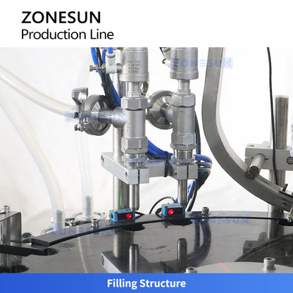 ZONESUN ZS-AFCL5 Automatic Small Bottle Filling Capping Labeling Line for Cosmetics & Chemicals