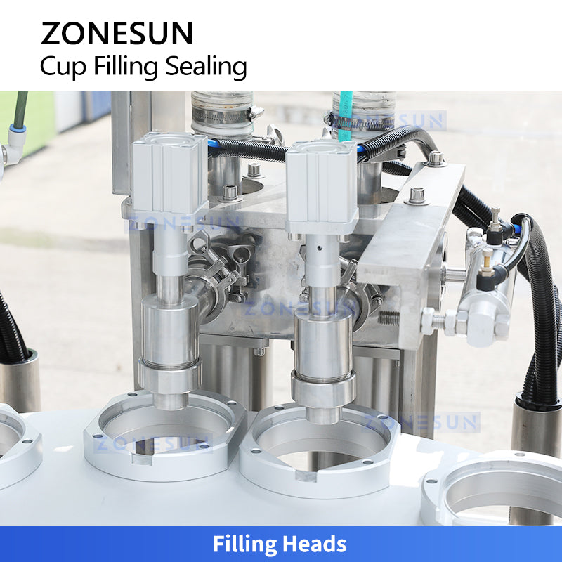 Full Automation: ZONESUN ZS-AFS02R Rotary Yogurt & Sauce Cup Filling, Sealing & Capping Machine