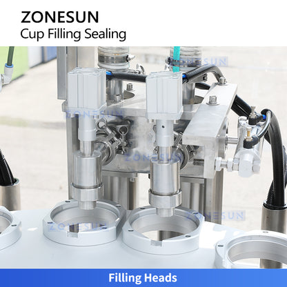 Full Automation: ZONESUN ZS-AFS02R Rotary Yogurt & Sauce Cup Filling, Sealing & Capping Machine