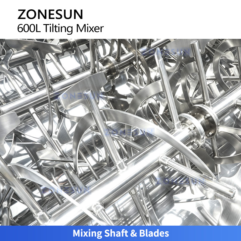 ZONESUN ZS-BM600L Horizontal Tilting Ribbon Mixer Machine Powder Blender Equipment for Food Pharmaceutical Chemical Cosmetic Material Mixing