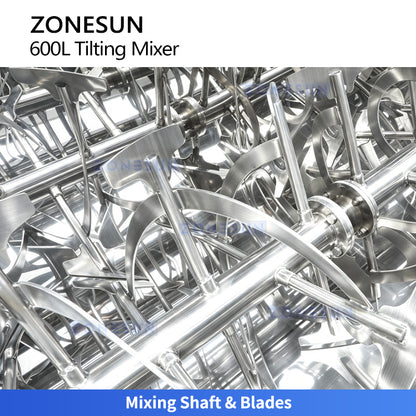 ZONESUN ZS-BM600L Horizontal Tilting Ribbon Mixer Machine Powder Blender Equipment for Food Pharmaceutical Chemical Cosmetic Material Mixing