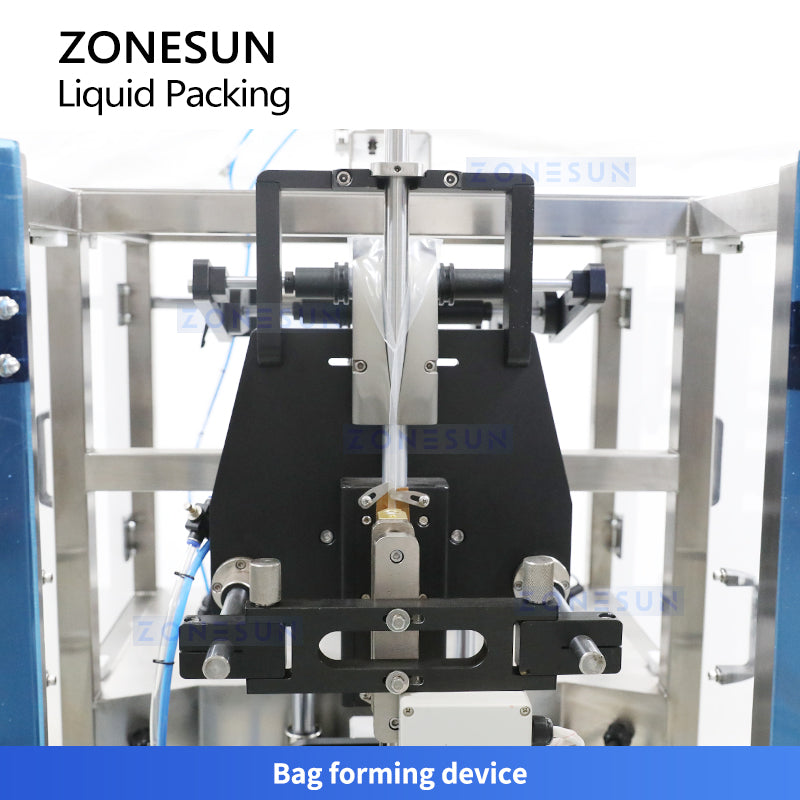 ZONESUN ZS-FS120H Automatic Liquid Packaging Machine with Servo Control for Sauces Cosmetics and Cleaning Products Using VFFS System