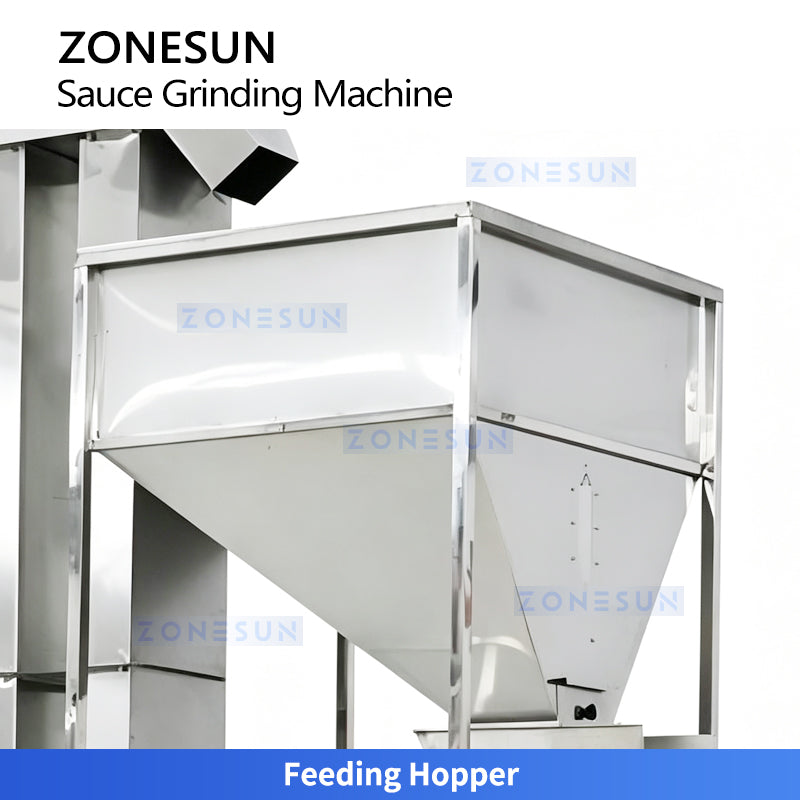 Auto Infeed: ZONESUN ZS-YM80 Industrial 2-Stage Peanut Butter & Cocoa Liquid Grinding Machine Line