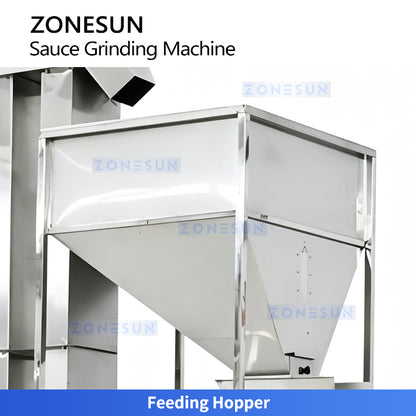 Auto Infeed: ZONESUN ZS-YM80 Industrial 2-Stage Peanut Butter & Cocoa Liquid Grinding Machine Line